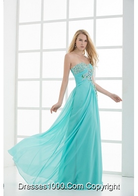 Column Sweetheart Floor-length Applique Aqua Blue Prom Dress