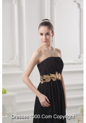 Empire Strapless Belt Black Ruching Ankle-length Prom Dress