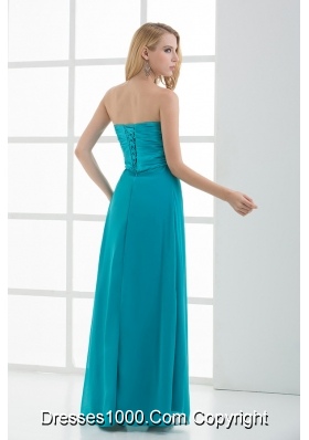 Empire Teal Blue Sweetheart Floor-length Beading Taffeta Prom Dress