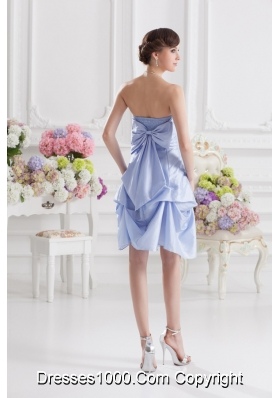 Lavender Strapless Short Taffeta Prom Dress with Bowknot