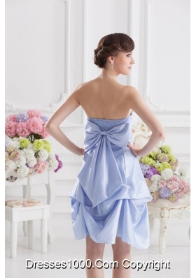 Lavender Strapless Short Taffeta Prom Dress with Bowknot