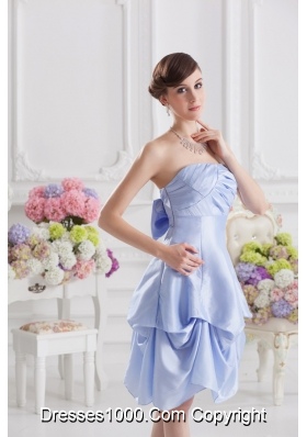 Lavender Strapless Short Taffeta Prom Dress with Bowknot