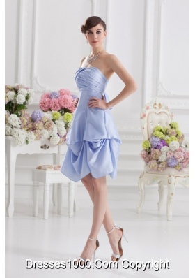 Lavender Strapless Short Taffeta Prom Dress with Bowknot