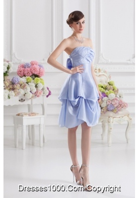 Lavender Strapless Short Taffeta Prom Dress with Bowknot