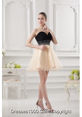 Sweetheart Organza Beading Organza Champagne Prom Dress