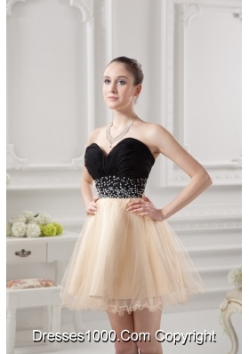 Sweetheart Organza Beading Organza Champagne Prom Dress