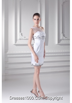 White One Shoulder Taffita Mini-length Prom Dress with Appliques and Ruching