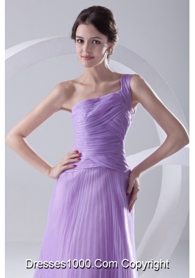 A-line One Shoulder Organza Floor-length Lavender Prom Dress