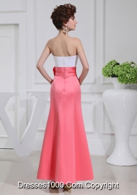 A-line Prom Dress with Hand Made Flowers Swaetheart Taffeta Watermelon