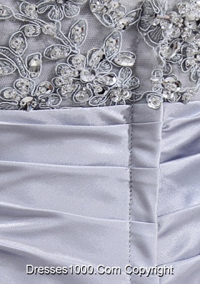 Column Square Court Train Appliques Beading Taffeta White Prom Dress