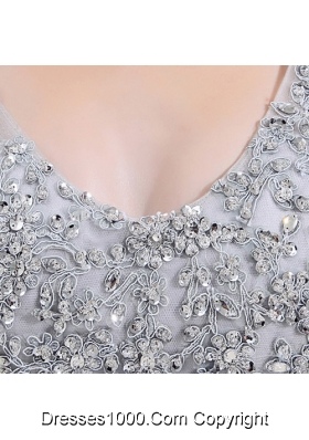 Column Square Court Train Appliques Beading Taffeta White Prom Dress