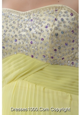 Empire Beading Sweetheart Beading Pleats Yellow Prom Dress