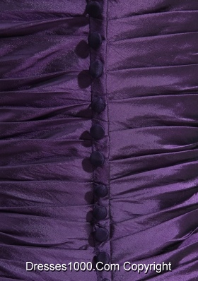 Strapless Floor-length Beading Taffeta Eggplant Purple Prom Dress