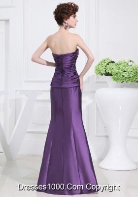 Strapless Floor-length Beading Taffeta Eggplant Purple Prom Dress