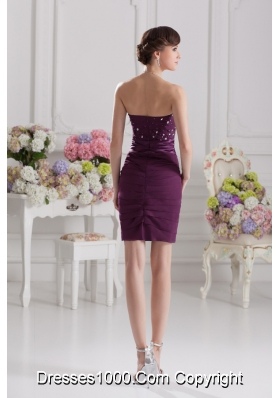 Sweetheart Column Beading and Ruffed Layers Prom Dress in Dark Purple