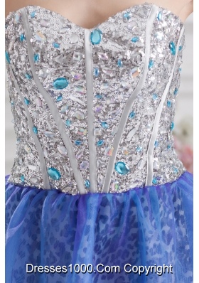 Sweetheart Medium Slate Blue A-line Prom Dress with Beading