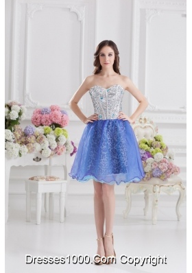 Sweetheart Medium Slate Blue A-line Prom Dress with Beading