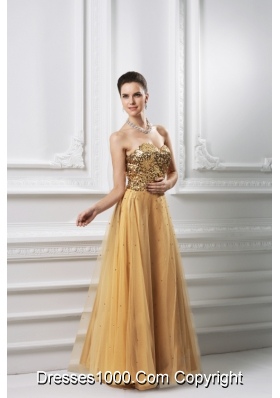 A-line Sweetheart Beading Organza Floor-length Prom Dress