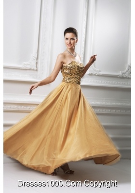 A-line Sweetheart Beading Organza Floor-length Prom Dress