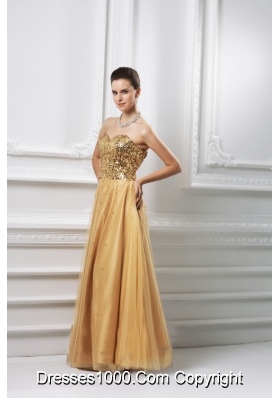 A-line Sweetheart Beading Organza Floor-length Prom Dress