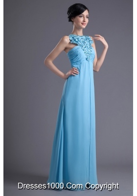 Empire Halter Top Floor-length Beading Aqua blue Prom Dress