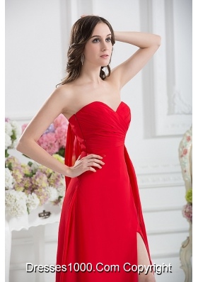 Sweetheart Empire Ruching Chiffon Prom Dress in Red