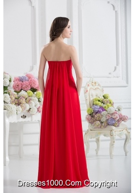 Sweetheart Empire Ruching Chiffon Prom Dress in Red