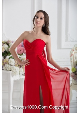 Sweetheart Empire Ruching Chiffon Prom Dress in Red