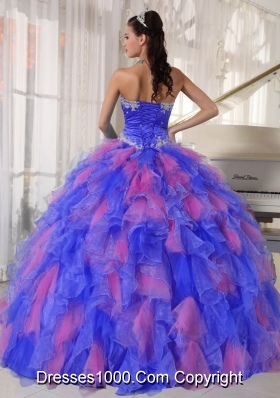 Appliques and Flowers Organza 2013 Quinceanera Dress for Sweet 16