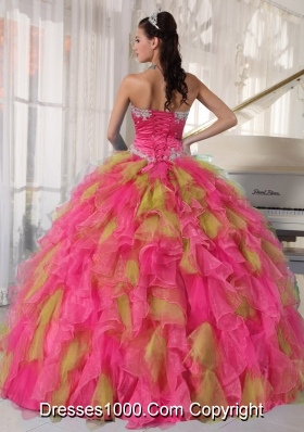 Appliques Organza Sweetheart Fashionable Quinceanera Dress with Detachable Sash