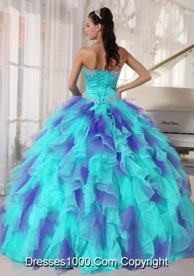 Ball Gown Sweetheart Organza Floor-length Appliques Designer Quinceanera Dress