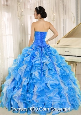 Beaded and Ruffles Custom Made For 2013 Designer Quinceanera DressQuinceanera Dress In Blue