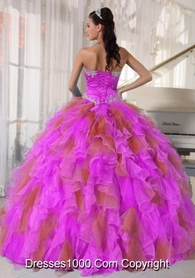 Ball Gown Sweetheart Organza Long Most Popular Quinceanera Dress witih Appliques