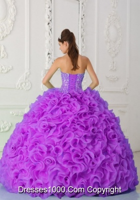 Fuchsia Ball Gown Sweet Fifteen Dress Strapless Organza Beading