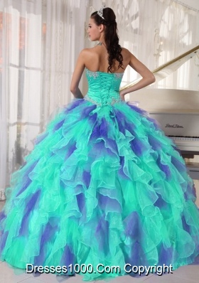 Ruffles and Appliques Floor-length Vestidos de Quinceanera Dress with Organza