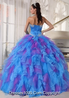 Sweetheart Appliques and Ruffles Organza  Most Popular Quinceanera Dress