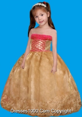 Pretty Multi-colour Strapless Little Girl Pageant Dress with ...