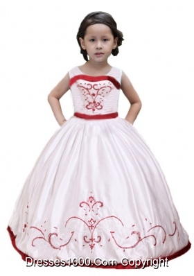 2014 White Beading and Ruching Little Girl Pageant Dress with Ball Gown