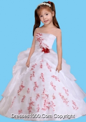 2014 White Beading and Ruching Organza Little Girl Pageant Dress