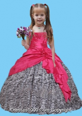 Elegant Red And Zebra Strapless Little Girl Pageant Dress