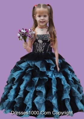 Multi-color Ruffled Layers and Beading Strapless Little Girl Pageant Dress