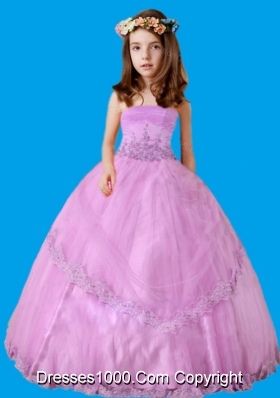 Strapless Ball Gown Appliques Strapless Little Girl Pageant Dress