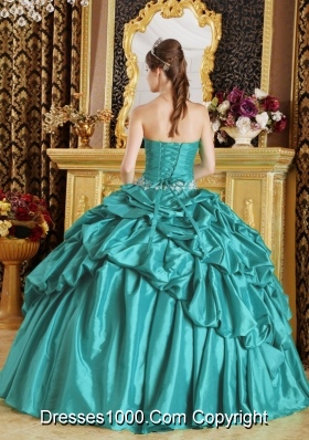 2014 Lovely Teal Ball Gown Strapless Beading Quinceanera Dress with Appliques