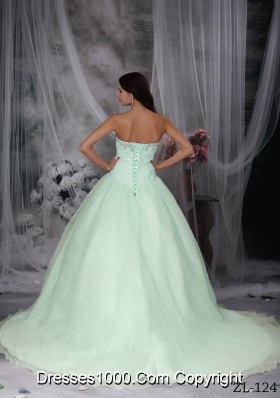 2014 Princess Sweetheart Appliques Quinceanera Dresses with Court Train