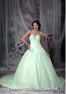 2014 Princess Sweetheart Appliques Quinceanera Dresses with Court Train