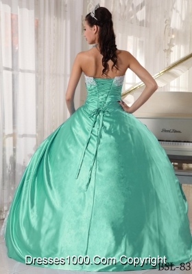 2014 Romantic Strapless Ball Gown Quinceanera Dress in Apple Green with Lace