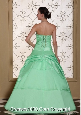 2014 Spring Popular Sweetheart Apple Green Prom Dress  with Beading