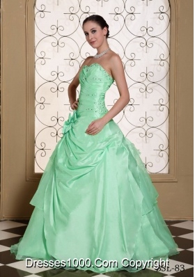 2014 Spring Popular Sweetheart Apple Green Prom Dress  with Beading