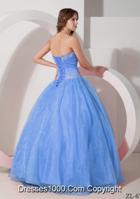 Beautiful Sweetheart Satin and Organza Appliques Quinceanera Dress with Beading