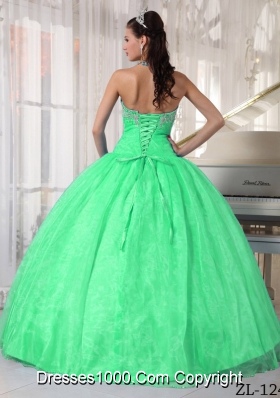 Beautiful Quinceanera Dress in Green Ball Gown Sweetheart with Appliques and Beading